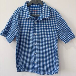 Cat & Jack Boy’s Blue and White Cotton Checkered Button-Down Shirt - M(8/10)